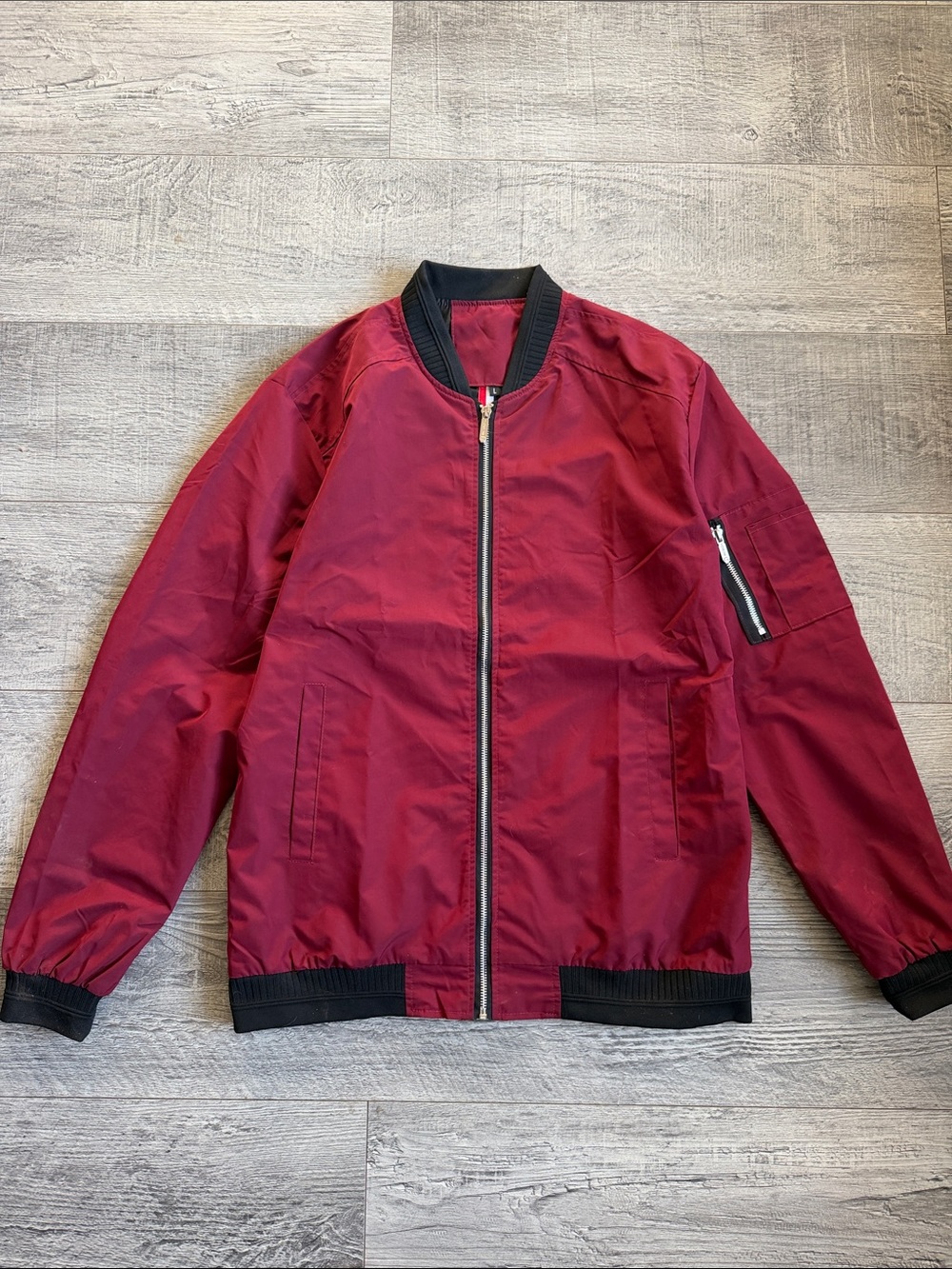 Vogue Men's Red Bomber Jacket with Black Trim